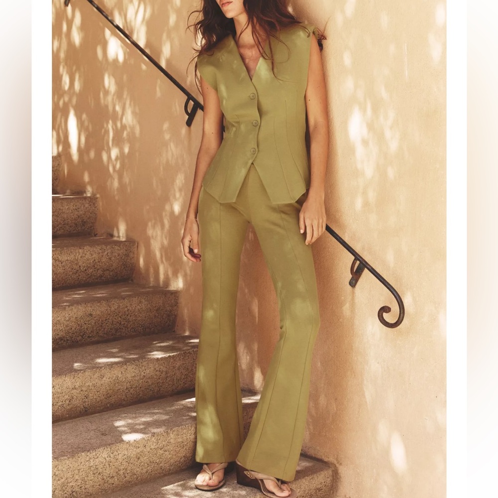 Zara 2 piece coordinated set interlock sleeveless vest & flare pants co-ord set
